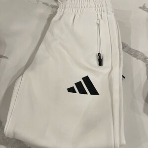 Adidas Kids White Sweatpants with Black Logo